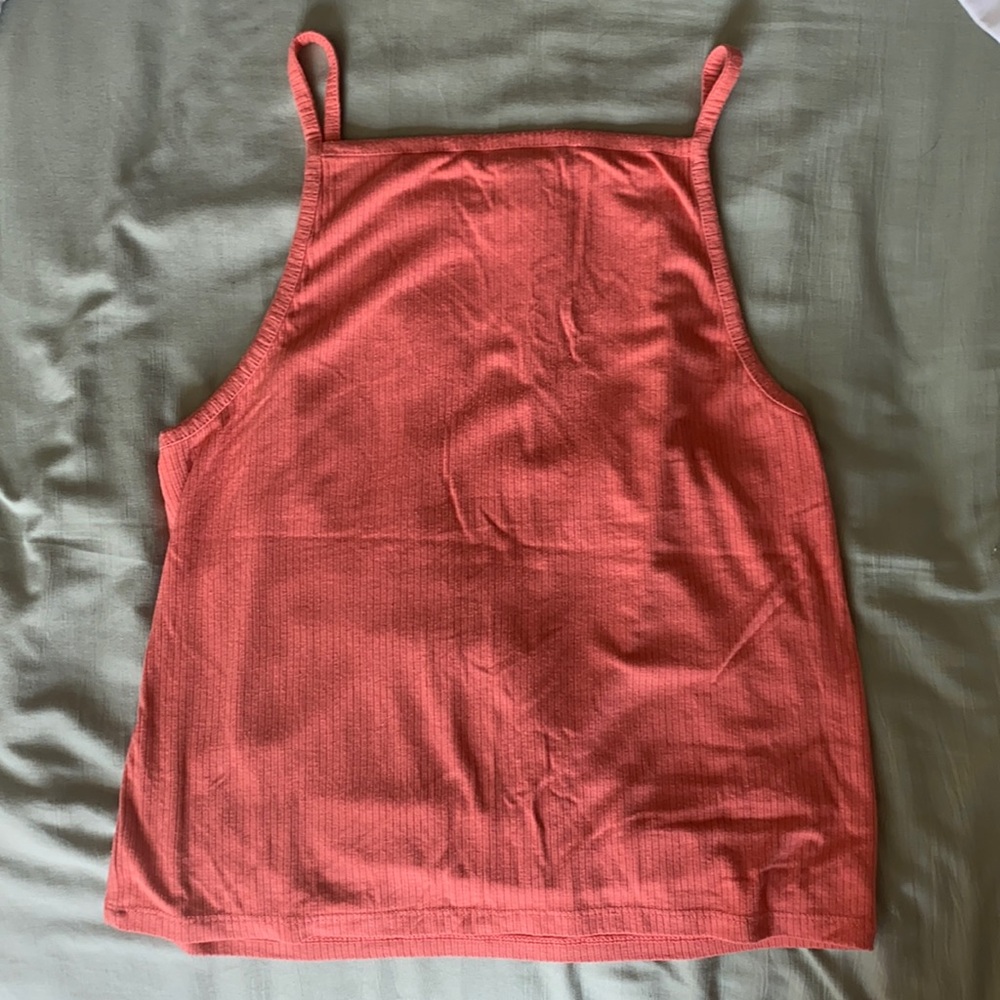Bright Coral, Haltered Tank- L